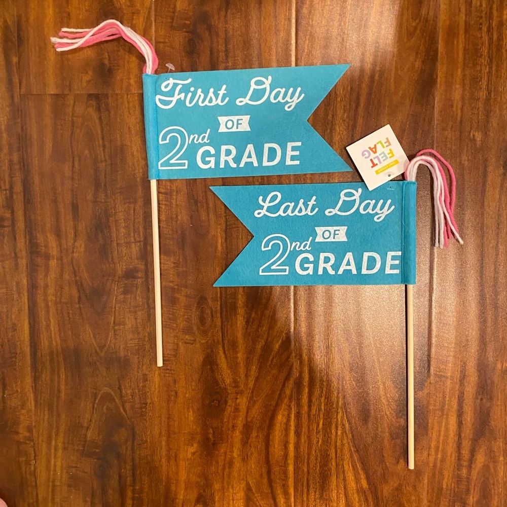 Target Bullseye Felt Flag “First Day of 2nd Grade” “Last Day of 2nd Grade”